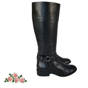 New!Lauren Ralph Lauren Makaila Riding Elegant Black Leather Boots Sz 7.5